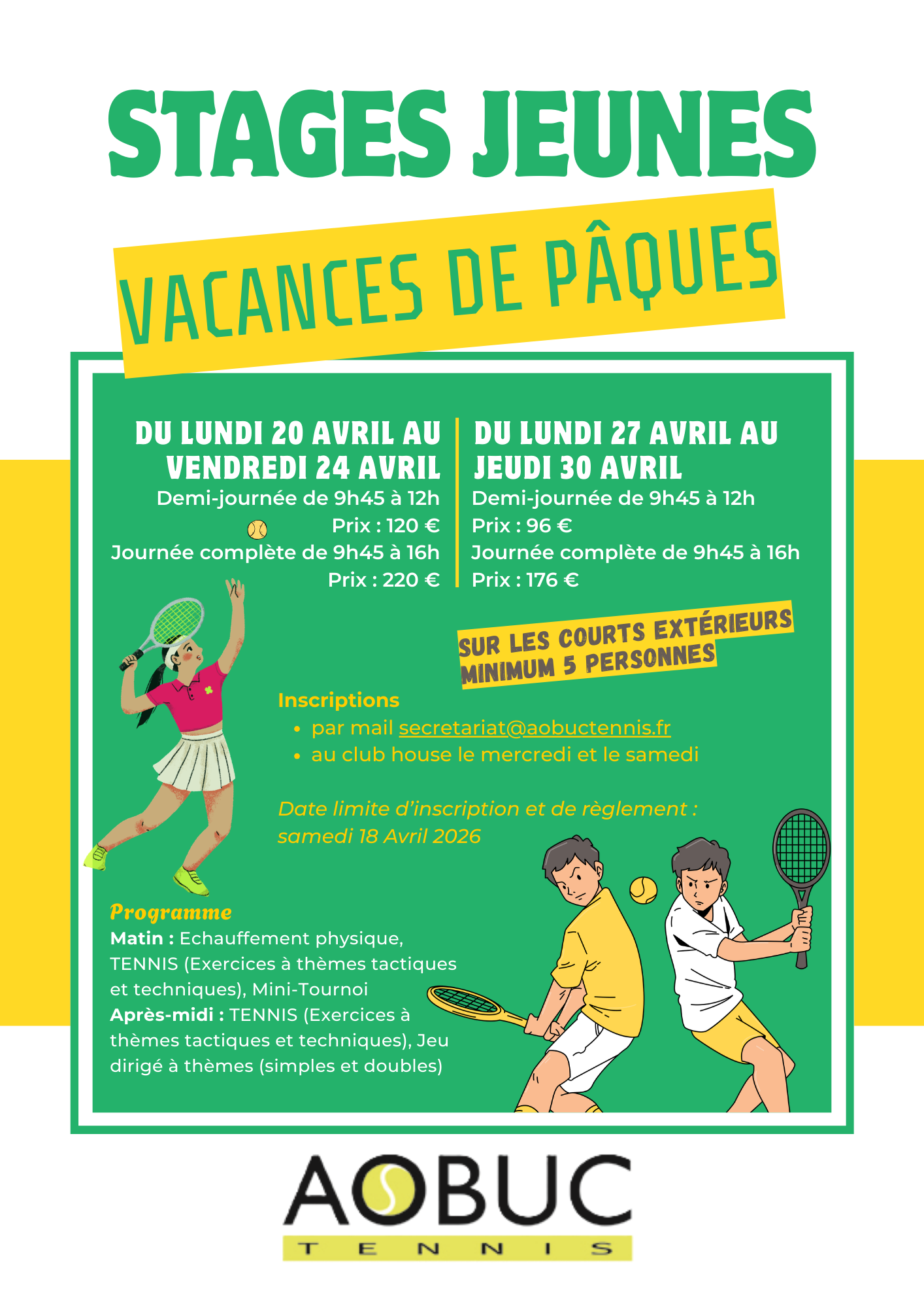 Stages de Pâques 2026